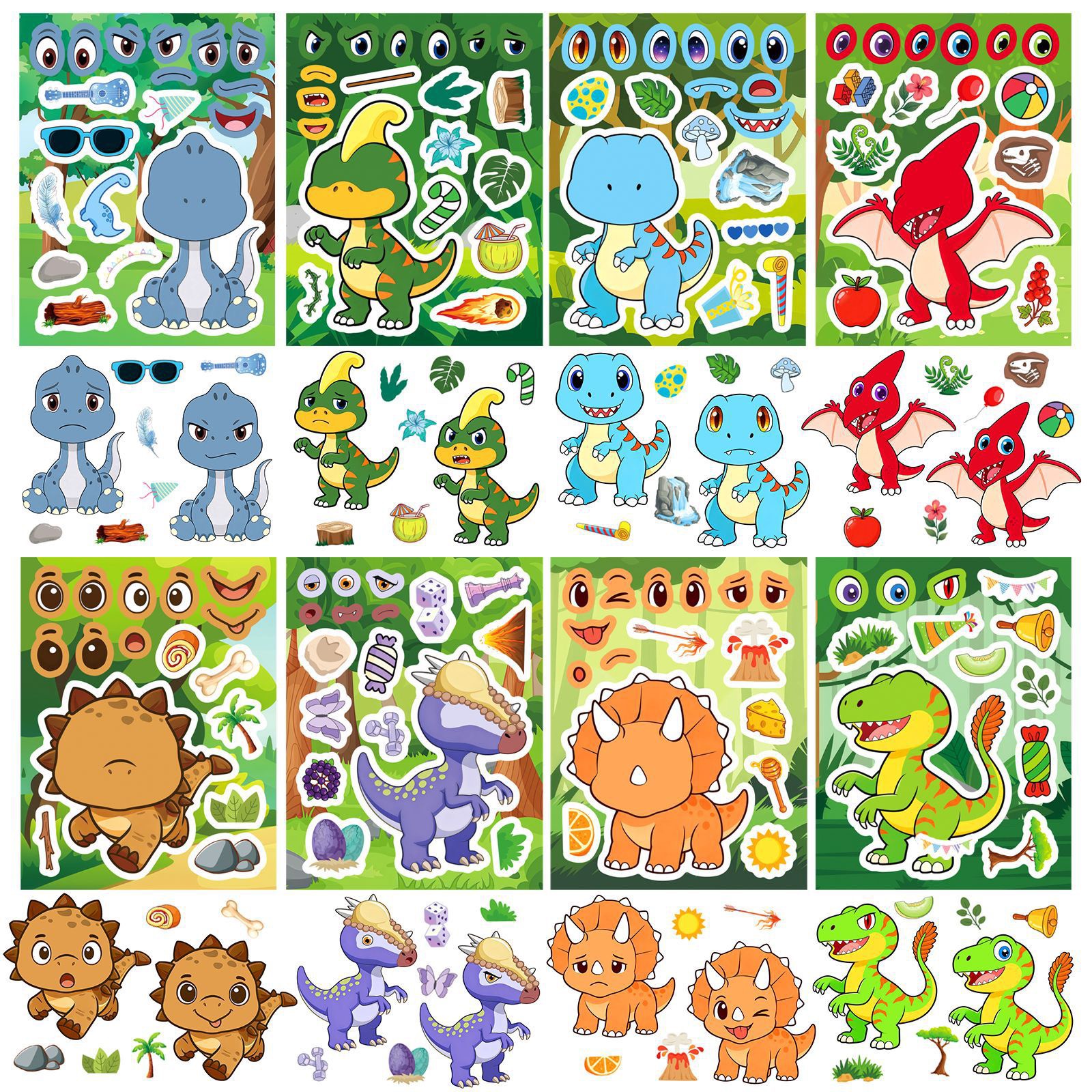 8/16Sheets DIY Make-a-Face Din - Model Kit Dinosaur recensione e prezzo